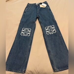 Brand New Loewe Anagram appliquéd high-rise wide-leg jeans